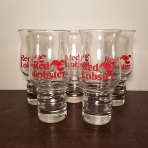 Vintage Red Lobster Glasses Hurricane Mixed Drink